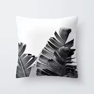 Spring Leaf Black Series Pattern Polyester Pillowcase