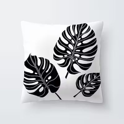 Spring Leaf Black Series Pattern Polyester Pillowcase