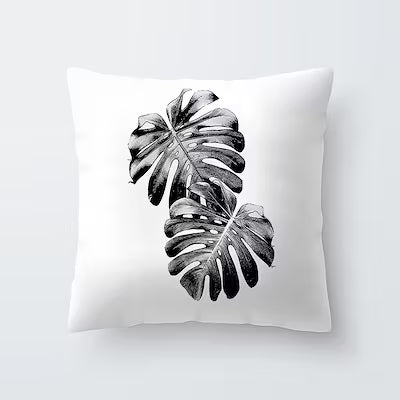 Spring Leaf Black Series Pattern Polyester Pillowcase