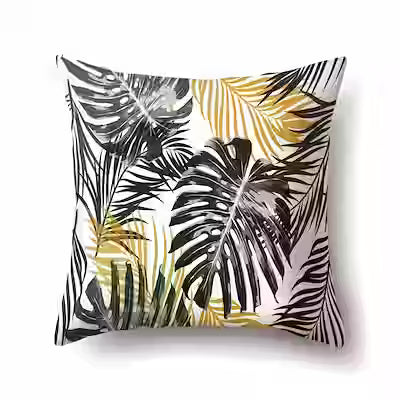 Spring Leaf Black Series Pattern Polyester Pillowcase