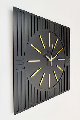 50cm black and gold patterned wall clock with quartz movement
