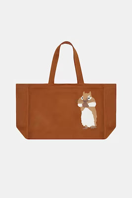 Brown cotton gabardine beach tote with Oeko-Tex certification