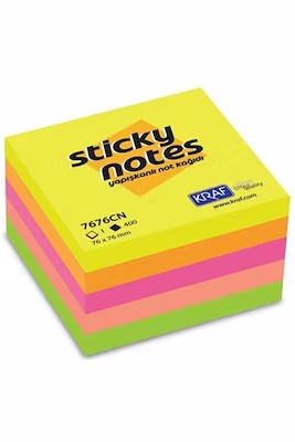Neon sticky note cube for desk organization