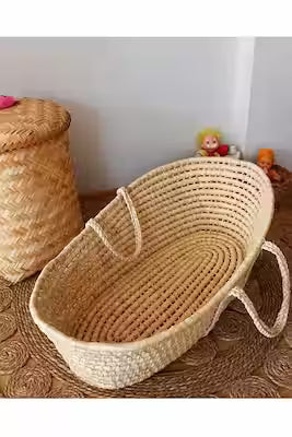 Handwoven baby stroller crib basket 85 x 42 x 27 cm
