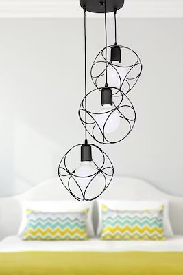 Black metal pipe-style wall lamp for hallways and cafes