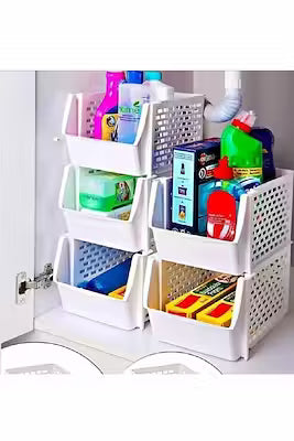 Adjustable White Bathroom Kitchen Shelf Organizer Set