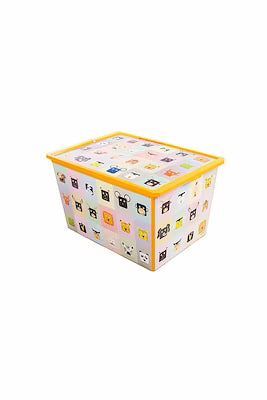 50-liter polypropylene toy storage box with learning pattern