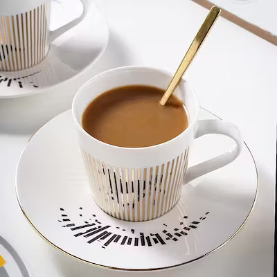 Unique Stripe Pattern Ceramic Coffee Cup