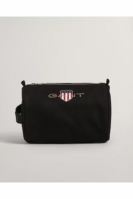 Black Cotton Canvas Tote Bag with Retro Logo