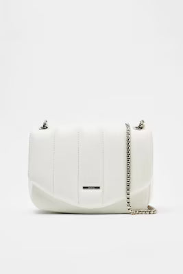 Black Vertical Chain Quilted Bag with Polyurethane and Iron Accents