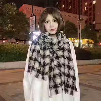 Warm Plaid Student Scarf for Winter