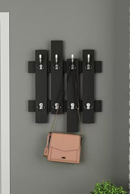 Black melamine-coated chipboard shelf with wall mounting 60 x 75 cm - image 2