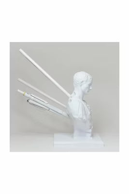 White 3D-Printed Pen Holder with 6 Pencil Slots – 15 cm Height