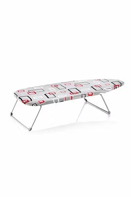 Mini white ironing board with folding design and removable cover