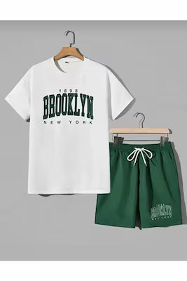 Oversized Printed T-Shirt and Shorts Set in White for Casual Style
