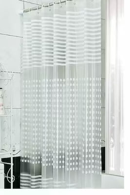 White Stripe PVC Bathroom Curtain 180 x 200 cm