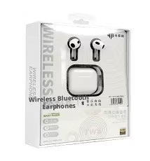 Wireless Bluetooth Headset, Flat Ear Design, White