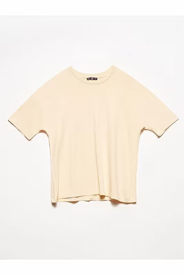 Beige 100% Cotton T-Shirt for Women