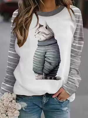 Women's Casual 3D Print Loose Pullover Sweater - image 8