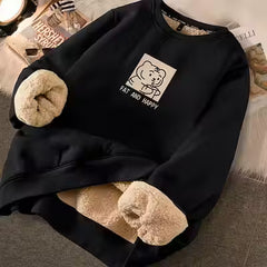 Women's Cute Printed Thickened Fleece Pullover Sweater