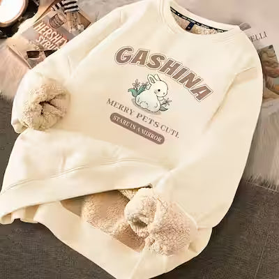 Women's Cute Printed Thickened Fleece Pullover Sweater - image 12