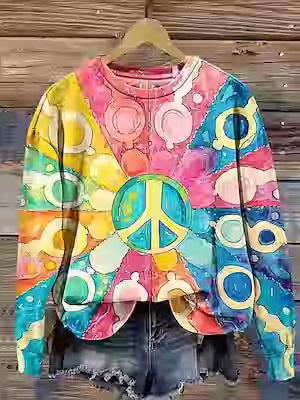Women's Printed Drop-Shoulder Casual Pullover Sweater - image 5