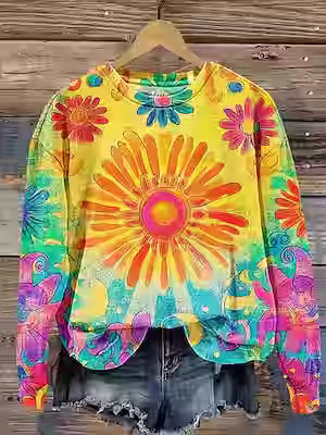 Women's Printed Drop-Shoulder Casual Pullover Sweater - image 4