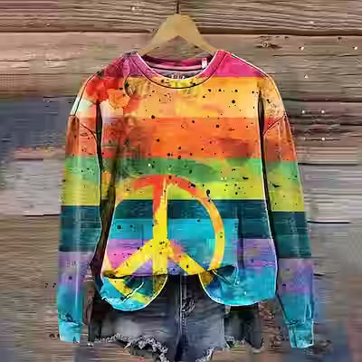 Women's Printed Drop-Shoulder Casual Pullover Sweater - image 7