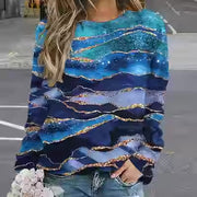 Women's Retro Tie-Dye 3D Digital Print Pullover Sweater
