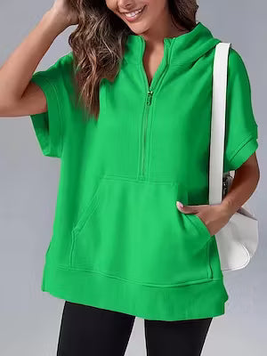 Women's Short-Sleeve Hooded Pullover Sweater - image 11