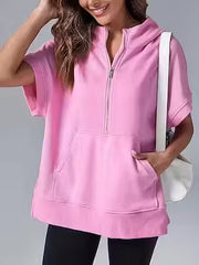 Women's Short-Sleeve Hooded Pullover Sweater