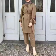 Women's Summer Solid Color Jumpsuit Set