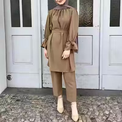 Women's Summer Solid Color Jumpsuit Set