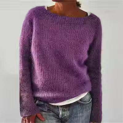 Women's Sweater Solid Color Static Version Basic Style Round Neck - image 6
