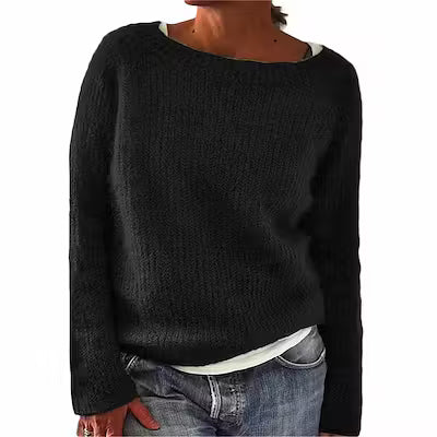 Women's Sweater Solid Color Static Version Basic Style Round Neck - image 2