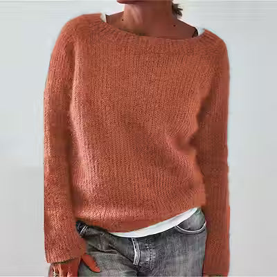 Women's Sweater Solid Color Static Version Basic Style Round Neck - image 8
