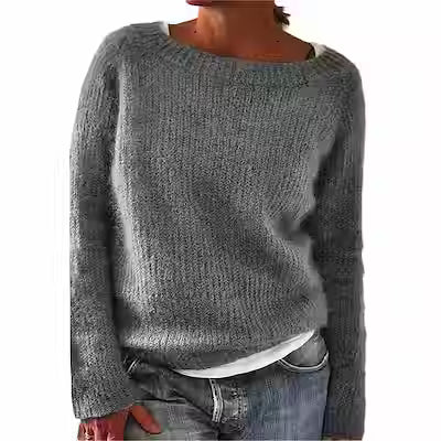 Women's Sweater Solid Color Static Version Basic Style Round Neck