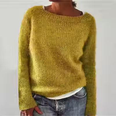 Women's Sweater Solid Color Static Version Basic Style Round Neck - image 4