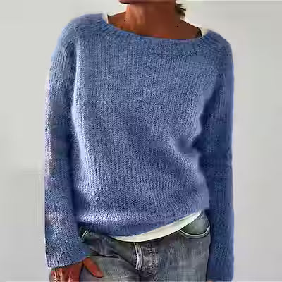 Women's Sweater Solid Color Static Version Basic Style Round Neck - image 7