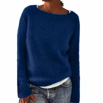 Women's Sweater Solid Color Static Version Basic Style Round Neck - image 3