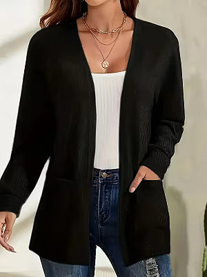 Womens Versatile Solid-color Pocketed Loose-fitting Lightweight Cardigan - image 5