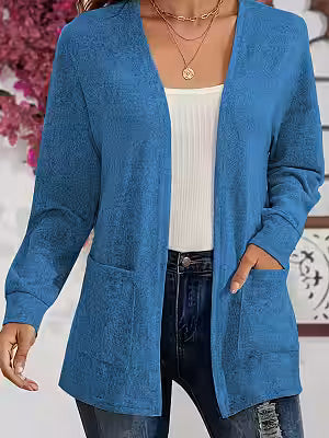 Womens Versatile Solid-color Pocketed Loose-fitting Lightweight Cardigan - image 6