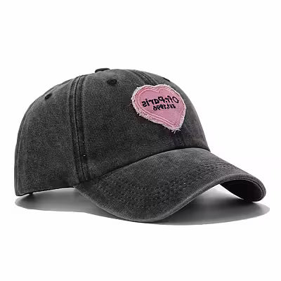 Heart Patterned Embroidered Baseball Cap for Women