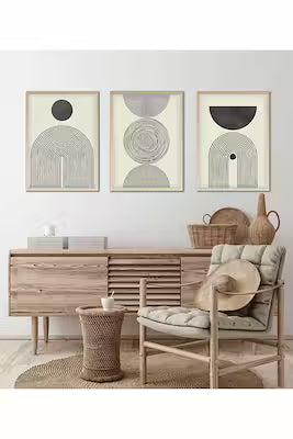 Minimalist Wooden Table Set – 3 Pieces, Solid Wood Frame