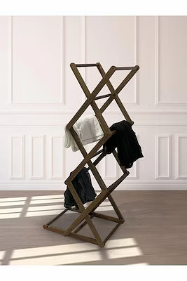 Foldable wooden clothes drying rack for space-saving laundry care