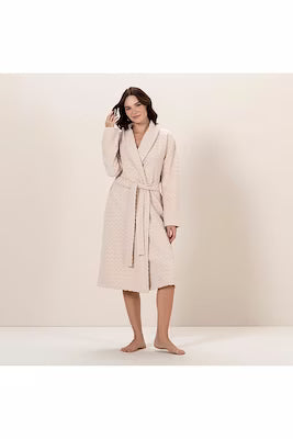 Women's beige cotton bathrobe
