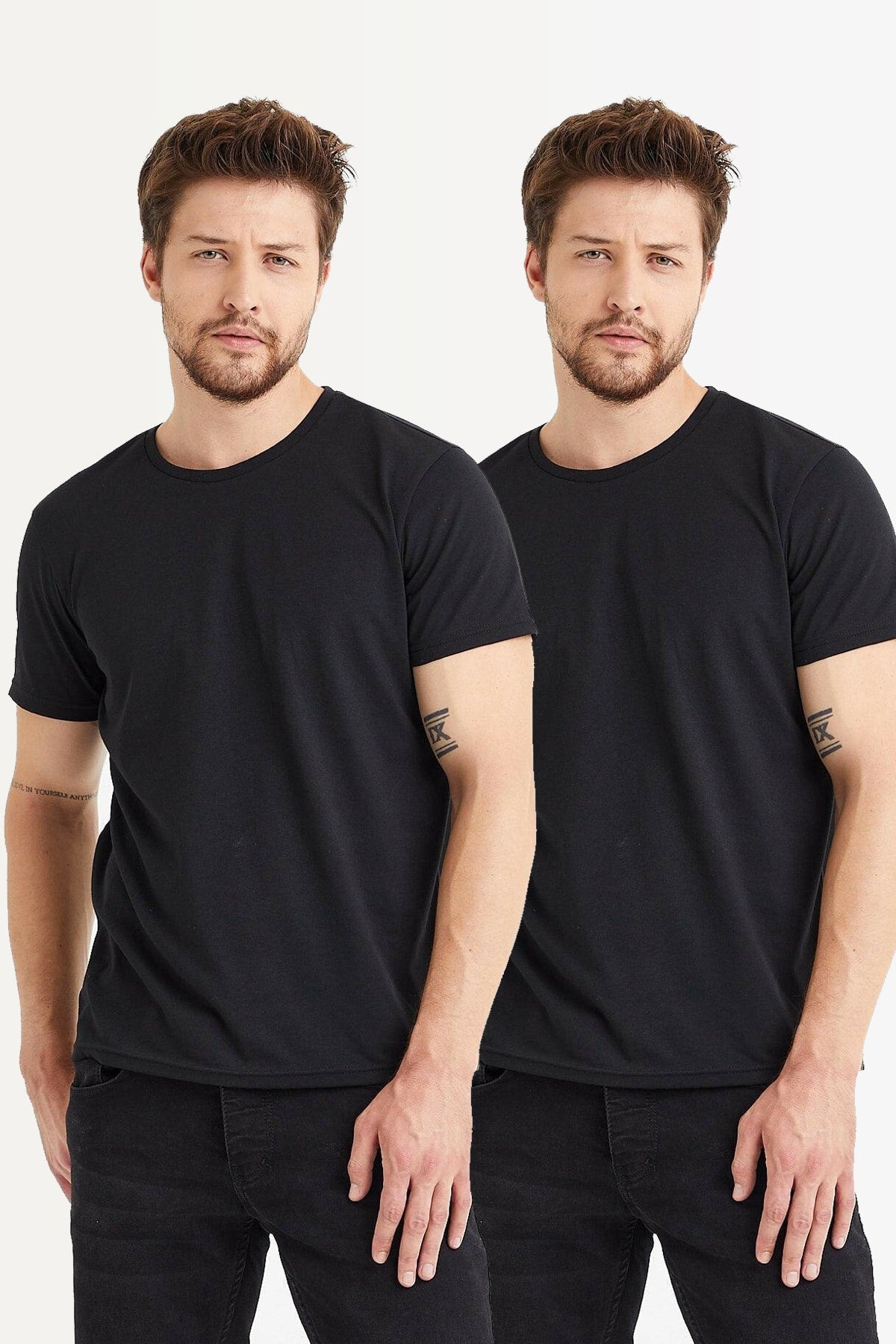 Black Men's Crew Neck Short Sleeve T-shirt 2-Pack