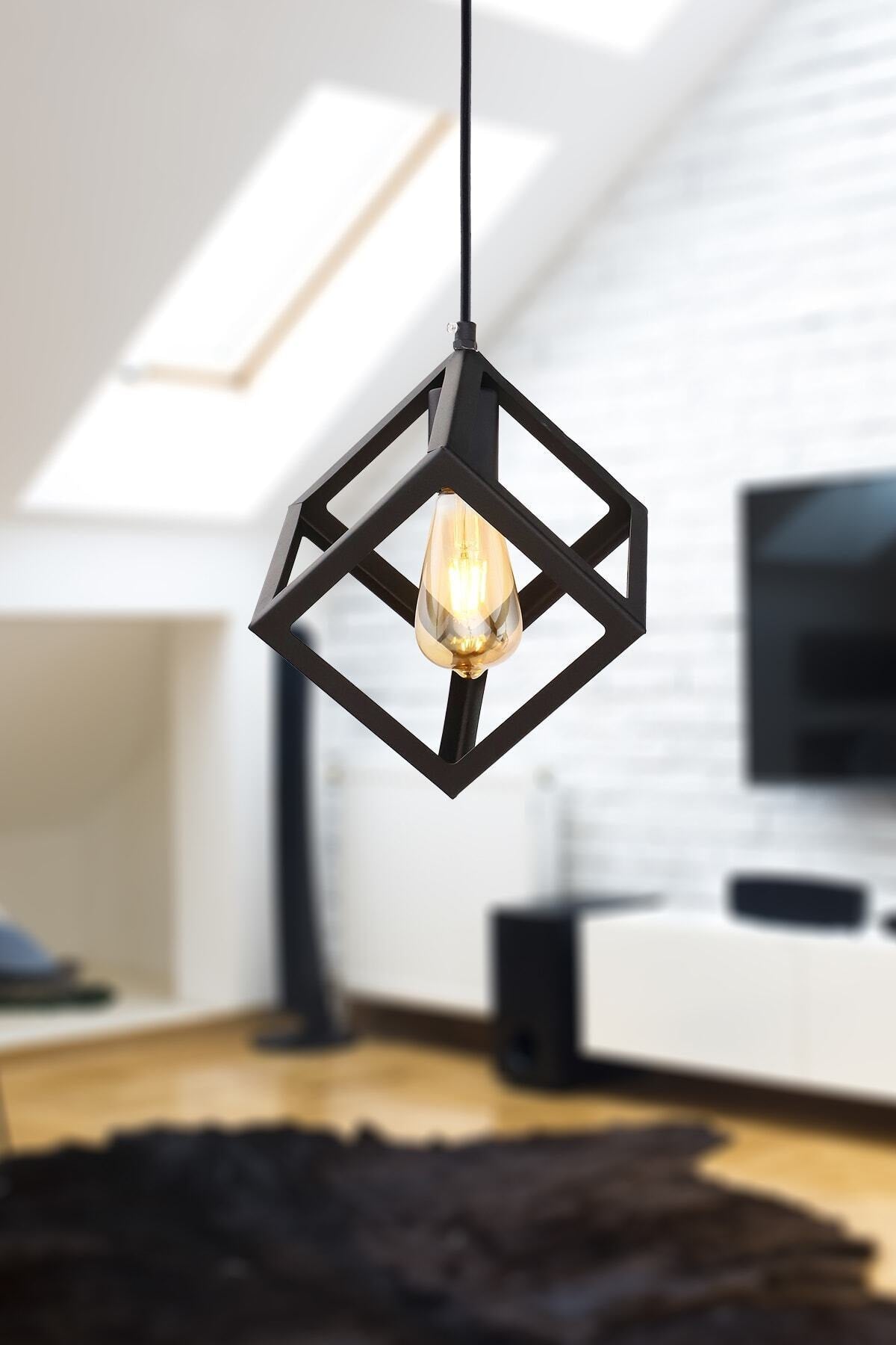 Cube Single Black Chandelier