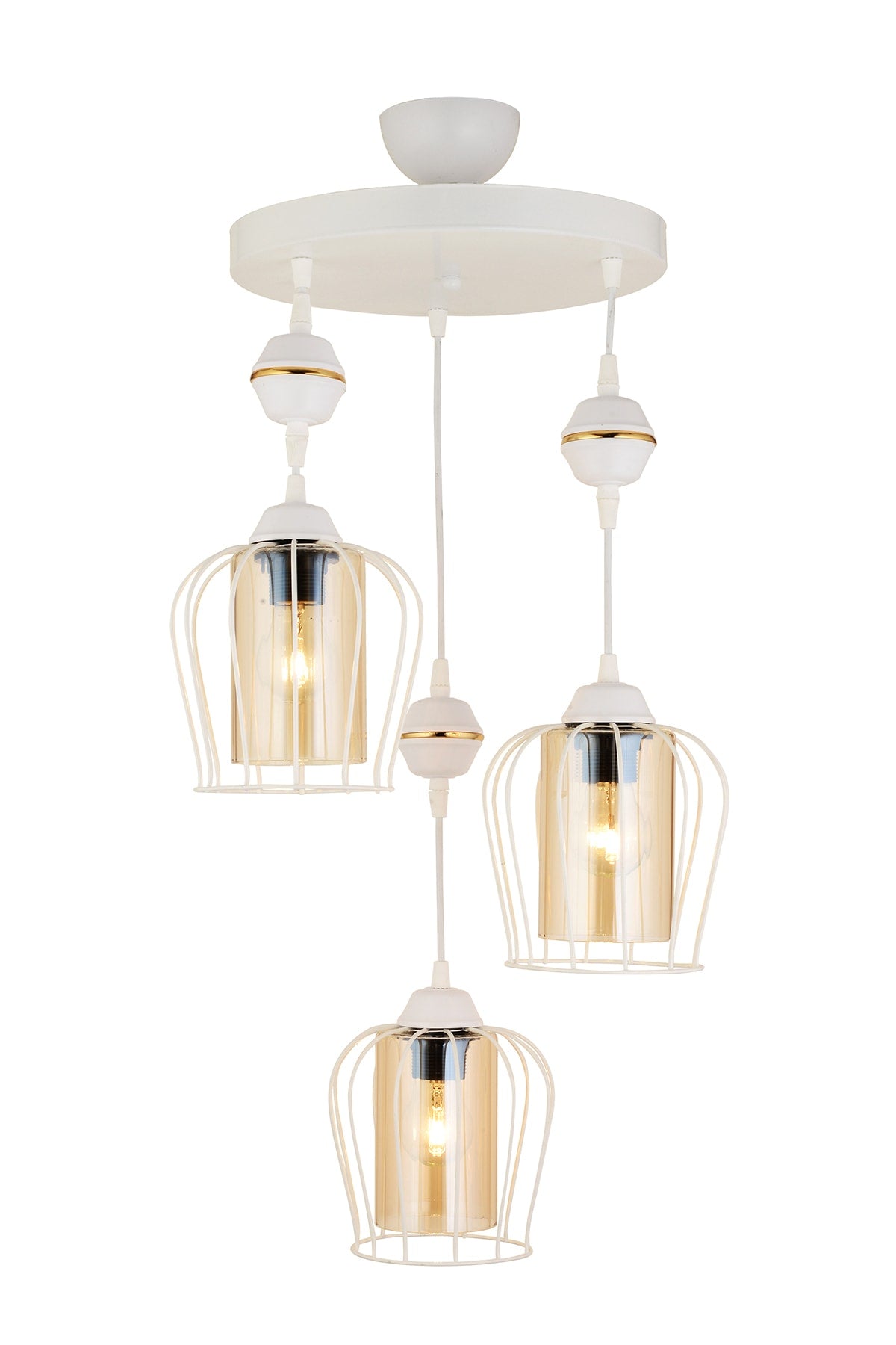 Parachute Pendant Lamp 3-Piece White Modern Downward Facing Chandelier