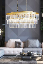 Linsa 70X30 Cm Crystal Glass Stone Luxury Chandelier Above The Dining Table - (Yellow Gilding)